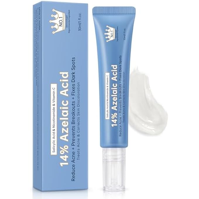 mopayzer AZELAIC ACID 14% ACNE CREAM FOR REDNESS RELIEF, DARK SPOTS, FACIAL SERUM WITH NIACINAMIDE & VITAMIN C PREVENT ACNE BREAKOUTS, AZELAIC ACID SERUM FOR BALANCE EXCESS SEBUM & SOOTHE IRRITATION, 1 OZ. - Image 1